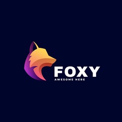 Vector Logo Illustration Fox Gradient Colorful Style.