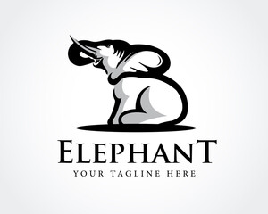 Circle elegant lion head logo design template vector illustration