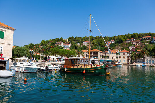 Scenic coast of town Hvar, Dalmatia, Croatia