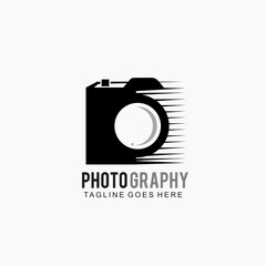 Photography logo with camera concept in black and white