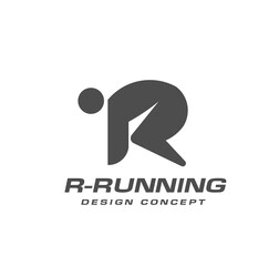 The unique bold logo of the letter R and the running man  - obrazy, fototapety, plakaty