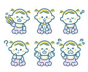 Baby facial expression set