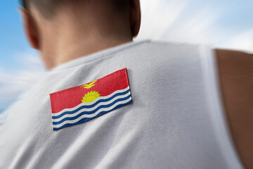 The national flag of Kiribati on the athlete's back