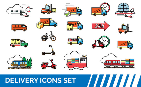 Logistics shipping icons set. Vector illustration EPS10.