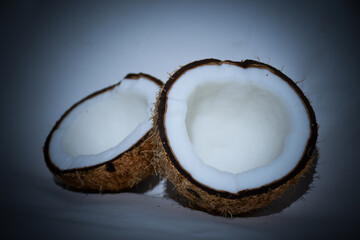 coconut on black background