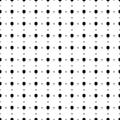 Square seamless background pattern from black tree symbols are different sizes and opacity. The pattern is evenly filled. Vector illustration on white background