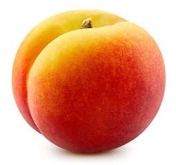 Peach with apricot leaves isolated