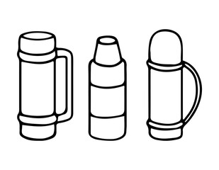 A set of thermoses, doodle style