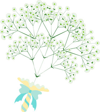 カスミ草の一輪花束　イラスト