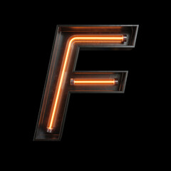 Neon Light Alphabet F with clipping path