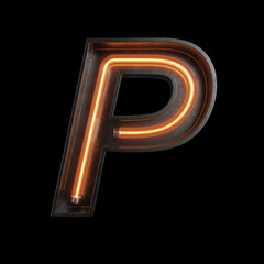 Neon Light Alphabet P with clipping path - obrazy, fototapety, plakaty