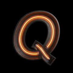 Neon Light Alphabet Q with clipping path