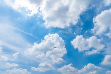 beautiful airatmosphere bright blue sky background abstract clear texture with white clouds.