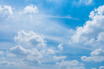 beautiful airatmosphere bright blue sky background abstract clear texture with white clouds.