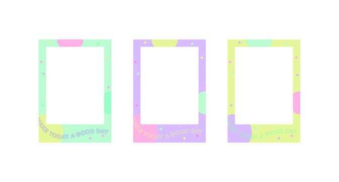Cute pastel color photo frame frame illustration set.