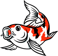 Cute Koi Fish with Orange and Black Opening Its Mouth as O Shaped