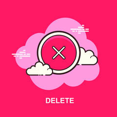 Delete symbol within red circle flat concept design
