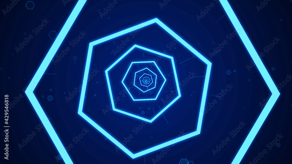 Aufkleber line hexagon shape geometric abstract background, 3d rendering animation 4k