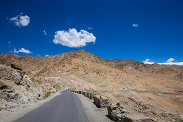 Mountain asphalt road in ladakh region, north India