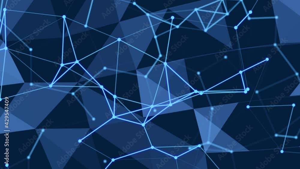 Poster abstract colored polygonal space with dots and lines motion. data technology and scientific illustra