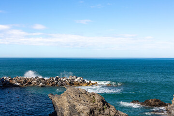 Rocks and sea waves on the shore