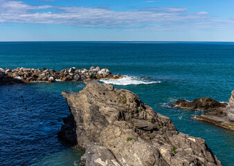 Rocks and sea waves on the shore