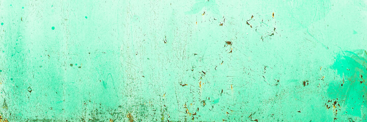 banner. Green tide, blue, celadon old wood texture backgrounds. roughness and cracks.