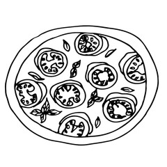 Vector Pizza Hand-Drawn Illustration. Logo. A picture for a pizzeria. Drawing for printing T-shirts.