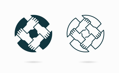 Teamwork icon. Vector illustration on white. Symbol of friendship, support, teamwork.