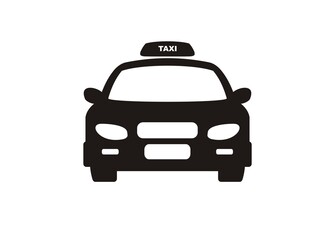 Taxi car. Simple icon in black and white