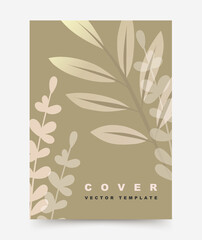 Abstract background in modern style with leaves and plants. Trendy simple vector illustration for cover design template, invitation, poster, flyer, social media story, banner