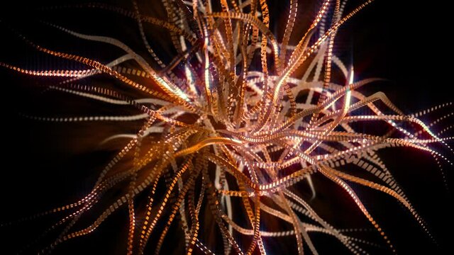 Abstract background 3D  shiny alien tentacle structure or creature move and transform in space loop