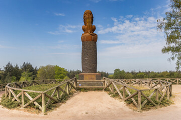 Statue of a lion on top of the Lemelerberg hill in Overijssel