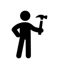 Carpenter with his hammer tool vector.