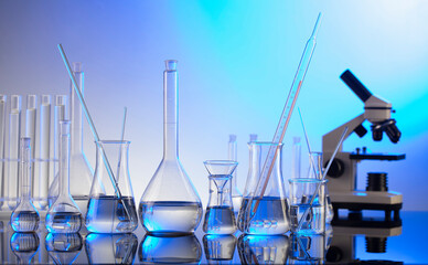 Coronavirus pandemic theme. Science research concerning fast covid tests and anti-covid vaccine....