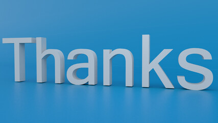 3d text of 'THANKS' with blue background
