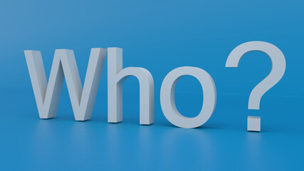 3d text of 'WHO' with blue background