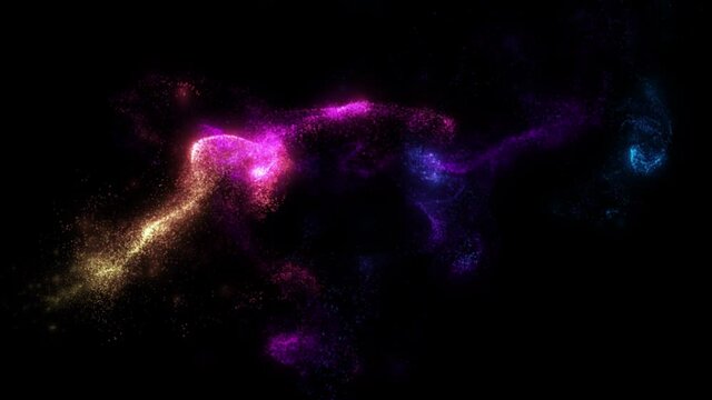 4K Abstract  background animation shining fluid energy sparkling particles liquid magic dust turbulent wave flow in space