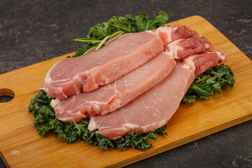 Raw pork steak for cooking
