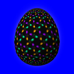 Colorful 3D easter egg on blue background