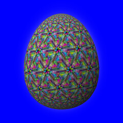 Colorful 3D easter egg on blue background