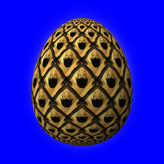 Colorful 3D easter egg on blue background