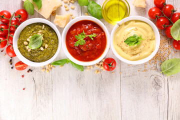 different sort of sauces and ingredients