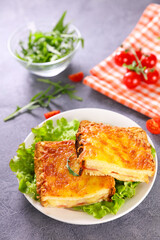 croque monsieur- toasted bread with cheese and ham