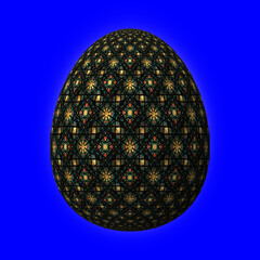 Colorful 3D easter egg on blue background