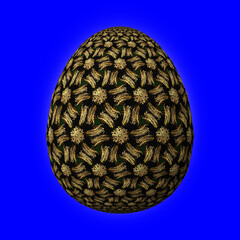 Colorful 3D easter egg on blue background