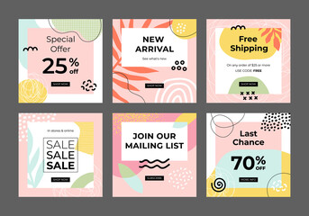 Modern promotion square web banner for social media, mobile apps, banners design and internet ads. 