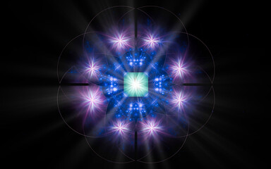 digital illustration abstract image generated from fractal fantastic flower with petals