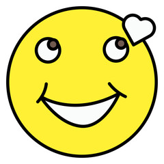 Emoticon with heart, loving emoji icon