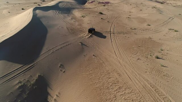 Jeep Wrangler Moving In Yuma Sand Dunes